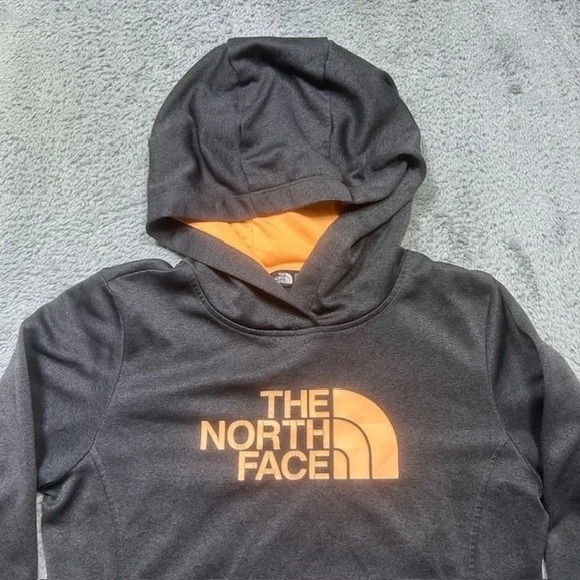 The‎ North Face Half Dome Logo Hoodie Women's M Charcoal Peach Outdoor Pocket - Picture 3 of 11